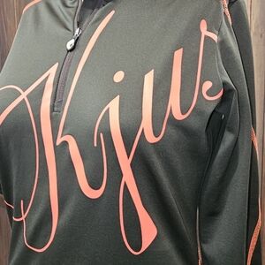 KJUS BOLD script Black and Red Zip-Up Hoodie